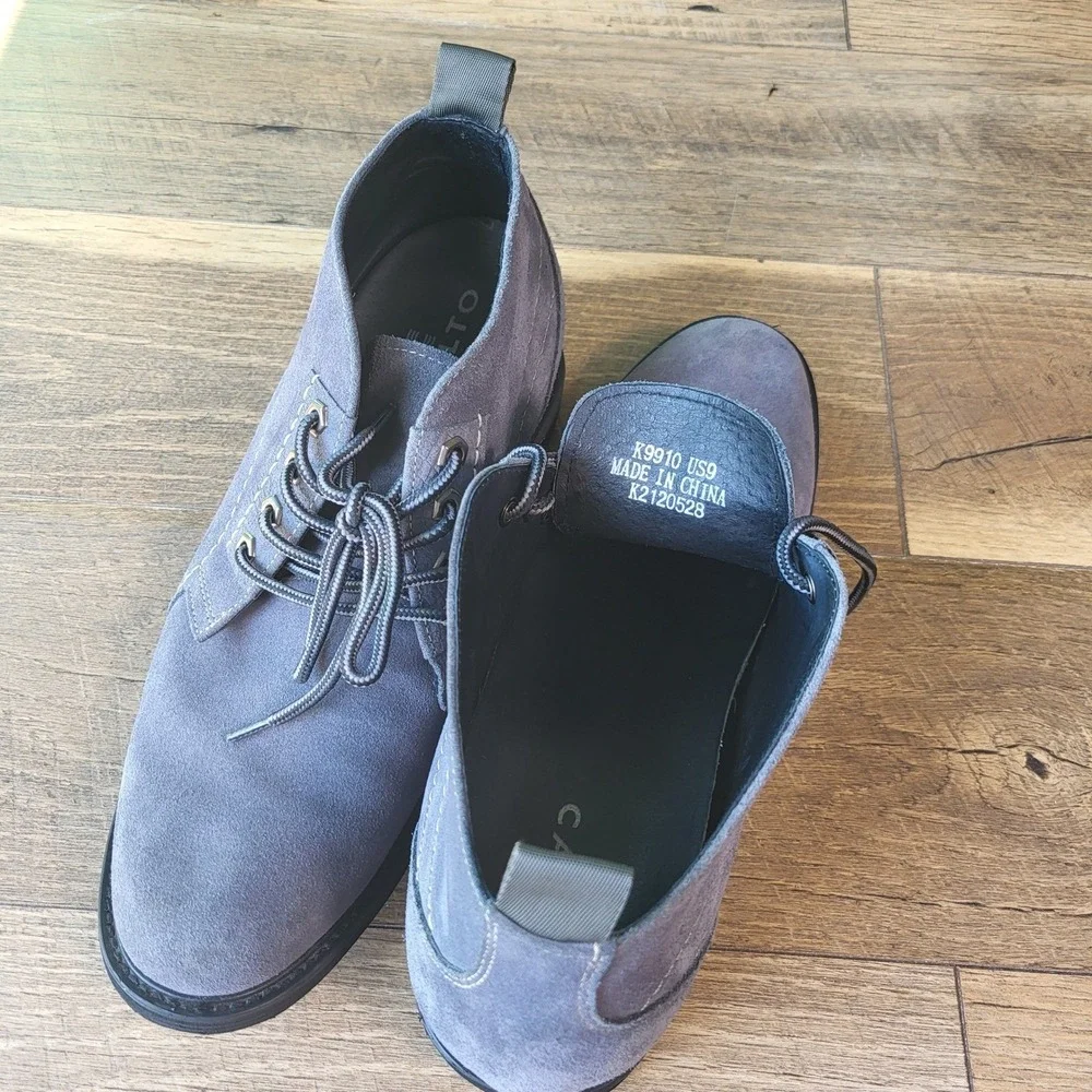 CALTO Mens Grey Suede Chukka Boots Elevator Height Increasing Shoes K9910 Size 9